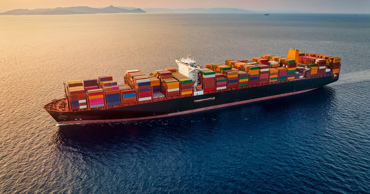 Container vessel at sea